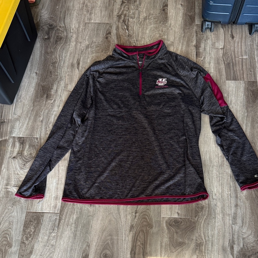 Colosseum Charcoal and Maroon Long Sleeve Shirt UMASS